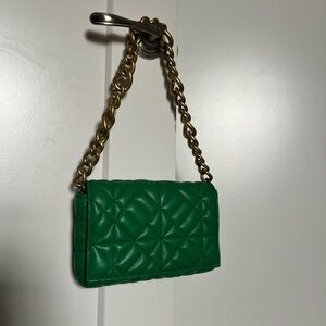 ZARA Green Quilted Chain Shoulder Bag